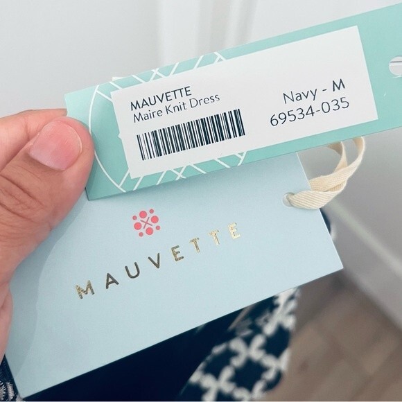 NWT Mauvette Maire Knit Dress for Stitch Fix Women's Size Medium Navy & White - Picture 14 of 14